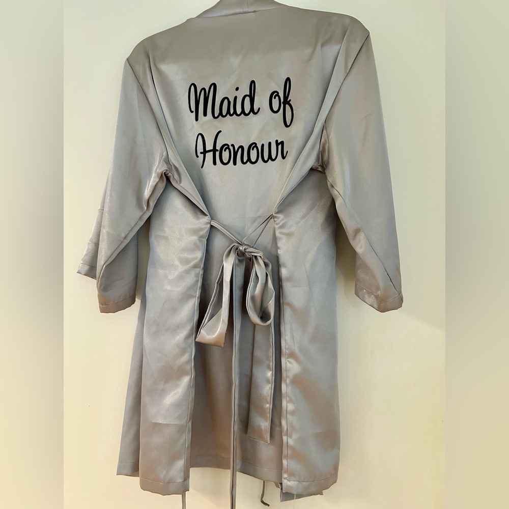 Silver Bridal “Maid of Honour” Robe –Wedding Party